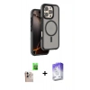 MARSİLYAN™- iPhone 16 Pro Max Kılıf Çekirdek Minimal Prime - Siyah Bilvis 5in1 3D Magic Cam Ekran Koruyucu + Raze Metal Kamera Lens - NLGY