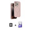 MARSİLYAN™- iPhone 16 Pro Max Kılıf Çekirdek Minimal Prime - Siyah Bilvis 5in1 5D Magic Hayalet Cam Ekran Koruyucu + PVD Metal Kamera Lens - SH