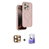 MARSİLYAN™- iPhone 16 Pro Max Kılıf Çekirdek Minimal Prime - Siyah Bilvis 5in1 5D Magic Hayalet Cam Ekran Koruyucu + Pers Alüminyum Kamera Lens - CLTM