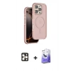 MARSİLYAN™- iPhone 16 Pro Max Kılıf Çekirdek Minimal Prime - Siyah Bilvis 5in1 5D Magic Hayalet Cam Ekran Koruyucu + PVD Metal Kamera Lens - GD
