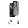 MARSİLYAN™- iPhone 16 Pro Max Kılıf Çekirdek Minimal Prime - Siyah Bilvis Hayalet Cam Ekran Koruyucu + Raze Metal Kamera Lens - BZ