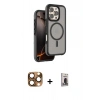 MARSİLYAN™- iPhone 16 Pro Max Kılıf Çekirdek Minimal Prime - Siyah Bilvis Hayalet Cam Ekran Koruyucu + Pers Alüminyum Kamera Lens - CLTM