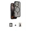 MARSİLYAN™- iPhone 16 Pro Max Kılıf Çekirdek Minimal Prime - Siyah Bilvis Hayalet Cam Ekran Koruyucu + Gold PVD Metal Kamera Lens