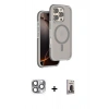 MARSİLYAN™- iPhone 16 Pro Max Kılıf Çekirdek Minimal Prime - Siyah Bilvis Hayalet Cam Ekran Koruyucu + Pers Alüminyum Kamera Lens - GI