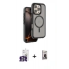 MARSİLYAN™- iPhone 16 Pro Max Kılıf Çekirdek Minimal Prime - Siyah Bilvis Hayalet Cam Ekran Koruyucu + Bilvis Titan Kamera Lens - GS