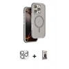 MARSİLYAN™- iPhone 16 Pro Max Kılıf Çekirdek Minimal Prime - Siyah Bilvis Hayalet Cam Ekran Koruyucu + Pers Alüminyum Kamera Lens - GS