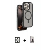 MARSİLYAN™- iPhone 16 Pro Max Kılıf Çekirdek Minimal Prime - Siyah Bilvis Hayalet Cam Ekran Koruyucu + PVD Metal Kamera Lens - GS