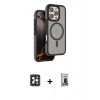 MARSİLYAN™- iPhone 16 Pro Max Kılıf Çekirdek Minimal Prime - Siyah Bilvis Hayalet Cam Ekran Koruyucu + PVD Metal Kamera Lens - SH