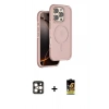 MARSİLYAN™- iPhone 16 Pro Max Kılıf Çekirdek Minimal Prime - Siyah Buffer Cam Ekran Koruyucu + Gold PVD Metal Kamera Lens