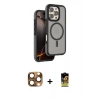 MARSİLYAN™- iPhone 16 Pro Max Kılıf Çekirdek Minimal Prime - Siyah Buffer Cam Ekran Koruyucu + Pers Alüminyum Kamera Lens - CLTM