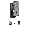 MARSİLYAN™- iPhone 16 Pro Max Kılıf Çekirdek Minimal Prime - Siyah Buffer Cam Ekran Koruyucu + PVD Metal Kamera Lens - SH