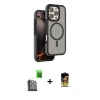 MARSİLYAN™- iPhone 16 Pro Max Kılıf Çekirdek Minimal Prime - Siyah Buffer Cam Ekran Koruyucu + Siyah Raze Metal Kamera Lens