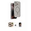 MARSİLYAN™- iPhone 16 Pro Max Kılıf Çekirdek Minimal Prime - Siyah Buffer Hayalet Cam Ekran Koruyucu + Çöl Titanyum Pers Alüminyum Kamera Lens