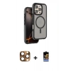 MARSİLYAN™- iPhone 16 Pro Max Kılıf Çekirdek Minimal Prime - Siyah Buffer Hayalet Cam Ekran Koruyucu + Çöl Titanyum Pers Alüminyum Kamera Lens