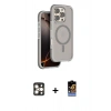 MARSİLYAN™- iPhone 16 Pro Max Kılıf Çekirdek Minimal Prime - Siyah Buffer Hayalet Cam Ekran Koruyucu + PVD Metal Kamera Lens - GD