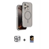 MARSİLYAN™- iPhone 16 Pro Max Kılıf Çekirdek Minimal Prime - Siyah Buffer Hayalet Cam Ekran Koruyucu + Pers Alüminyum Kamera Lens - GI