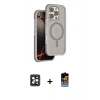 MARSİLYAN™- iPhone 16 Pro Max Kılıf Çekirdek Minimal Prime - Siyah Buffer Hayalet Cam Ekran Koruyucu + PVD Metal Kamera Lens - SH