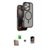 MARSİLYAN™- iPhone 16 Pro Max Kılıf Çekirdek Minimal Prime - Siyah Buffer Hayalet Cam Ekran Koruyucu + Raze Metal Kamera Lens - CLTM