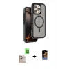 MARSİLYAN™- iPhone 16 Pro Max Kılıf Çekirdek Minimal Prime - Siyah Buffer Hayalet Cam Ekran Koruyucu + Raze Metal Kamera Lens - NLGY