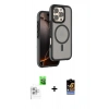 MARSİLYAN™- iPhone 16 Pro Max Kılıf Çekirdek Minimal Prime - Siyah Buffer Hayalet Cam Ekran Koruyucu + Raze Metal Kamera Lens - BZ