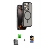 MARSİLYAN™- iPhone 16 Pro Max Kılıf Çekirdek Minimal Prime - Siyah Buffer Hayalet Cam Ekran Koruyucu + Siyah Raze Metal Kamera Lens