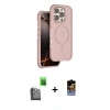 MARSİLYAN™- iPhone 16 Pro Max Kılıf Çekirdek Minimal Prime - Siyah Buffer Hayalet Cam Ekran Koruyucu + Siyah Raze Metal Kamera Lens