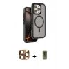 MARSİLYAN™- iPhone 16 Pro Max Kılıf Çekirdek Minimal Prime - Siyah Joko Magic 5D Hayalet Cam + Çöl Titanyum Pers Alüminyum Kamera Lens
