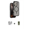 MARSİLYAN™- iPhone 16 Pro Max Kılıf Çekirdek Minimal Prime - Siyah Joko Magic 5D Hayalet Cam + Pers Alüminyum Kamera Lens - GS