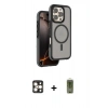 MARSİLYAN™- iPhone 16 Pro Max Kılıf Çekirdek Minimal Prime - Siyah Joko Magic 5D Hayalet Cam + PVD Metal Kamera Lens - GD