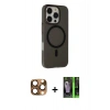 MARSİLYAN™- iPhone 16 Pro Max Kılıf Çekirdek Modern Prime - Şeffaf 360 Full Body Arka Koruyucu + Pers Alüminyum Kamera Lens - CLTM
