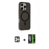 MARSİLYAN™- iPhone 16 Pro Max Kılıf Çekirdek Modern Prime - Şeffaf 360 Full Body Arka Koruyucu + PVD Metal Kamera Lens - GS
