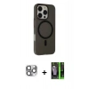 MARSİLYAN™- iPhone 16 Pro Max Kılıf Çekirdek Modern Prime - Şeffaf 360 Full Body Arka Koruyucu + Pers Alüminyum Kamera Lens - GI