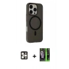 MARSİLYAN™- iPhone 16 Pro Max Kılıf Çekirdek Modern Prime - Şeffaf 360 Full Body Arka Koruyucu + PVD Metal Kamera Lens - GD