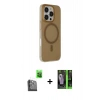 MARSİLYAN™- iPhone 16 Pro Max Kılıf Çekirdek Modern Prime - Şeffaf 360 Full Body Arka Koruyucu + Raze Metal Kamera Lens - SH