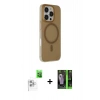 MARSİLYAN™- iPhone 16 Pro Max Kılıf Çekirdek Modern Prime - Şeffaf 360 Full Body Arka Koruyucu + Raze Metal Kamera Lens - BZ