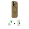 MARSİLYAN™- iPhone 16 Pro Max Kılıf Çekirdek Modern Prime - Şeffaf Pasifik Cam Ekran Koruyucu + Raze Metal Kamera Lens - BZ