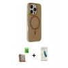 MARSİLYAN™- iPhone 16 Pro Max Kılıf Çekirdek Modern Prime - Şeffaf Pasifik Cam Ekran Koruyucu + Raze Metal Kamera Lens - CLTM