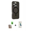 MARSİLYAN™- iPhone 16 Pro Max Kılıf Çekirdek Modern Prime - Şeffaf Pasifik Cam Ekran Koruyucu + Raze Metal Kamera Lens - CLTM