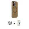 MARSİLYAN™- iPhone 16 Pro Max Kılıf Çekirdek Modern Prime - Şeffaf Pasifik Cam Ekran Koruyucu + Pers Alüminyum Kamera Lens - GS