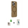 MARSİLYAN™- iPhone 16 Pro Max Kılıf Çekirdek Modern Prime - Şeffaf Pasifik Cam Ekran Koruyucu + Raze Metal Kamera Lens - NLGY