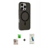 MARSİLYAN™- iPhone 16 Pro Max Kılıf Çekirdek Modern Prime - Şeffaf Pasifik Cam Ekran Koruyucu + Raze Metal Kamera Lens - NLGY