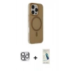 MARSİLYAN™- iPhone 16 Pro Max Kılıf Çekirdek Modern Prime - Şeffaf Pasifik Cam Ekran Koruyucu + Pers Alüminyum Kamera Lens - GI