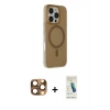 MARSİLYAN™- iPhone 16 Pro Max Kılıf Çekirdek Modern Prime - Şeffaf Pasifik Cam Ekran Koruyucu + Pers Alüminyum Kamera Lens - CLTM