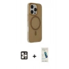 MARSİLYAN™- iPhone 16 Pro Max Kılıf Çekirdek Modern Prime - Şeffaf Pasifik Cam Ekran Koruyucu + PVD Metal Kamera Lens - GD