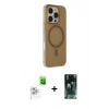 MARSİLYAN™- iPhone 16 Pro Max Kılıf Çekirdek Modern Prime - Siyah 360 Mat Full Body Arka Koruyucu + Raze Metal Kamera Lens - BZ