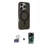 MARSİLYAN™- iPhone 16 Pro Max Kılıf Çekirdek Modern Prime - Siyah 360 Mat Full Body Arka Koruyucu + Bilvis Titan Kamera Lens - TMGI