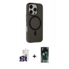 MARSİLYAN™- iPhone 16 Pro Max Kılıf Çekirdek Modern Prime - Siyah 360 Mat Full Body Arka Koruyucu + Bilvis Titan Kamera Lens - GS