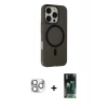 MARSİLYAN™- iPhone 16 Pro Max Kılıf Çekirdek Modern Prime - Siyah 360 Mat Full Body Arka Koruyucu + Pers Alüminyum Kamera Lens - GS