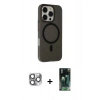 MARSİLYAN™- iPhone 16 Pro Max Kılıf Çekirdek Modern Prime - Siyah 360 Mat Full Body Arka Koruyucu + Pers Alüminyum Kamera Lens - GI