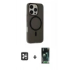 MARSİLYAN™- iPhone 16 Pro Max Kılıf Çekirdek Modern Prime - Siyah 360 Mat Full Body Arka Koruyucu + PVD Metal Kamera Lens - SH